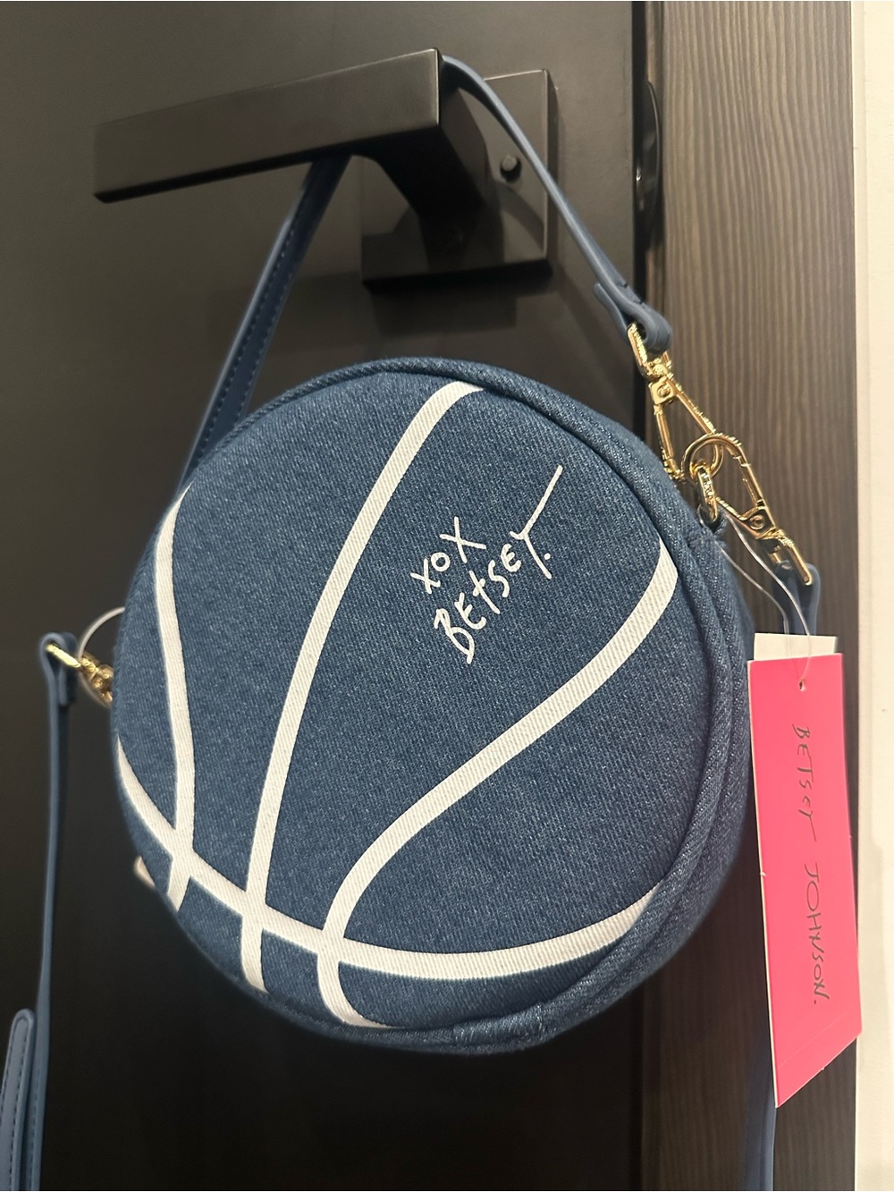 Betsey Johnson Denim Basketball/Round Crossbody Bag
